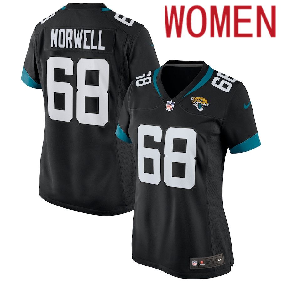 Women Jacksonville Jaguars #68 Andrew Norwell Nike Black Game NFL Jersey->women nfl jersey->Women Jersey